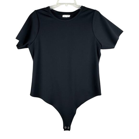 Good American Scuba Tee Thong Bodysuit Black Plus Size 5 (2X) Minimalist Office - Picture 6 of 16